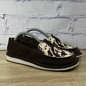 Ariat Chocolate and Cream Cowhide Loafers